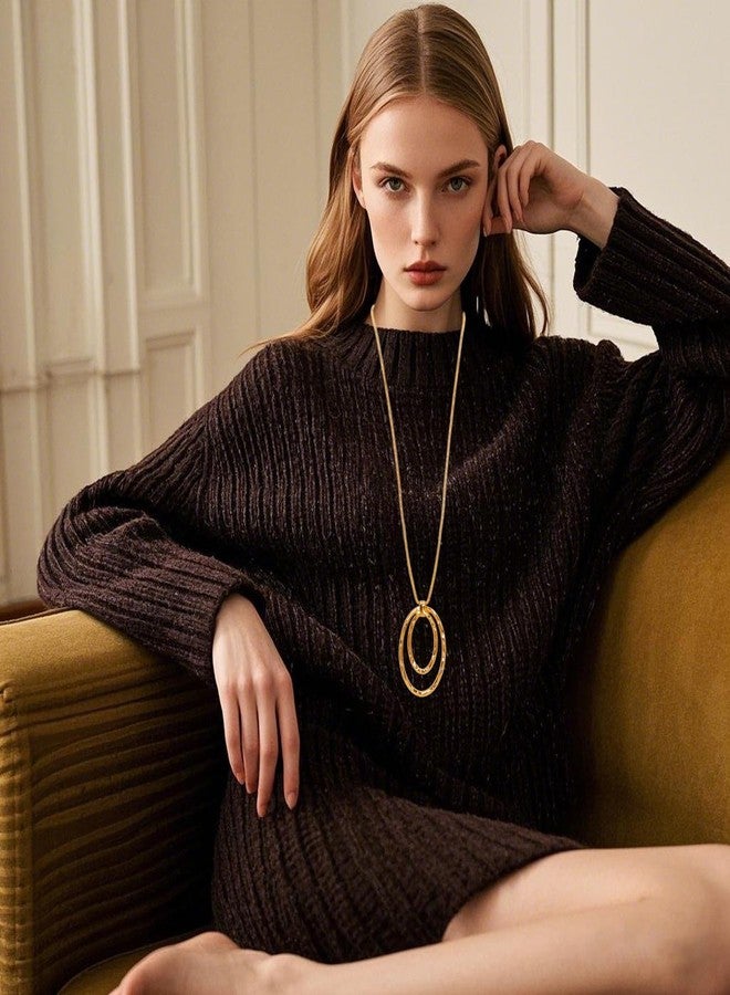 Hftjtsa 6Pcs Long Gold Necklaces for Women Long Statement Sweater Necklaces Tassel Pendant Neckace Set Jewelry Women Gifts (Classic, Gold) - Image 5